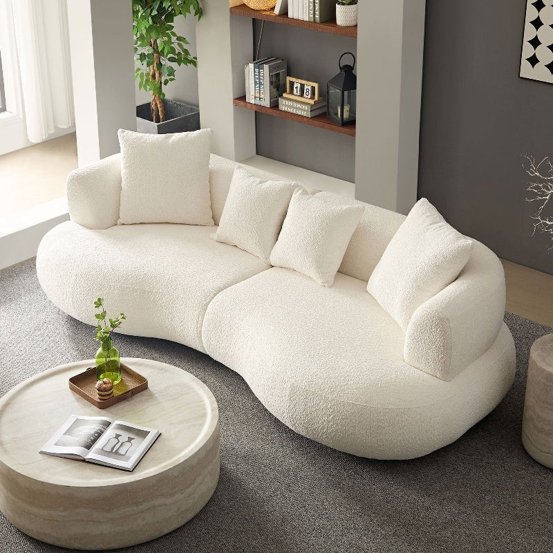Modern Sectional pet - friendly Curved shape Sofa Couch boucle fabric off - white - BBTJOINT