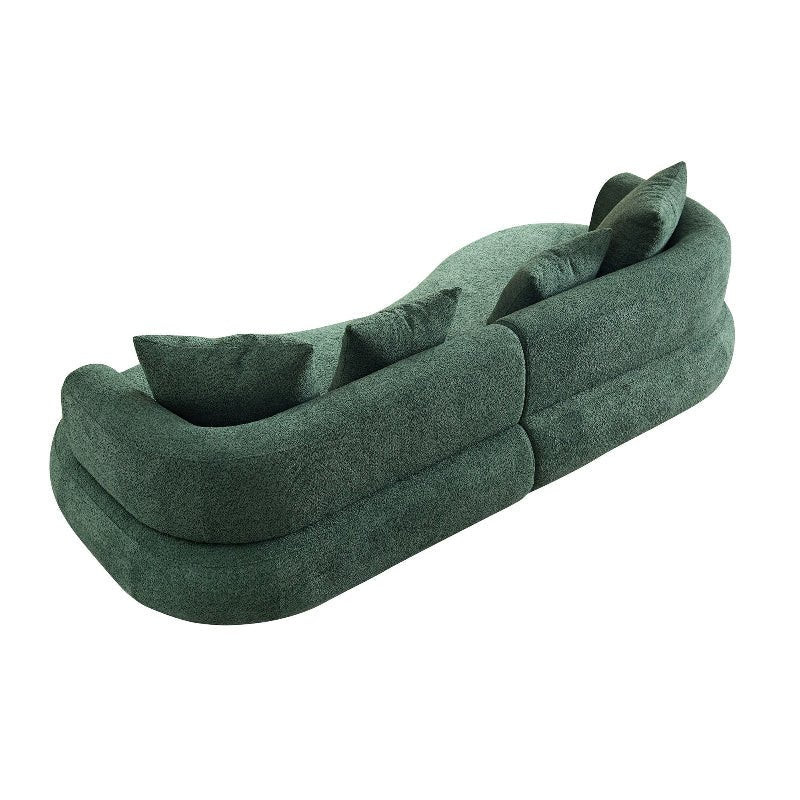 Modern Symmetrical Curved shape Sofa Couch pet - friendly green boucle - BBTJOINT