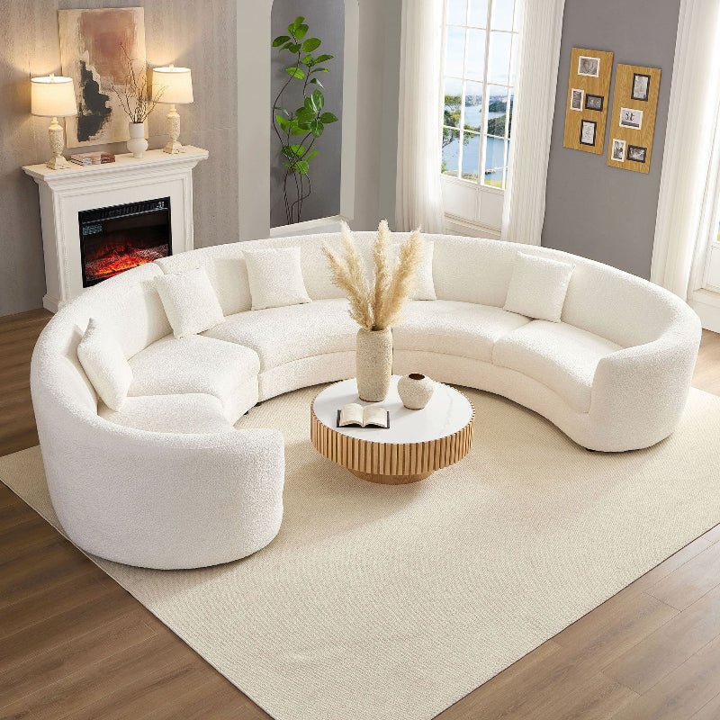 Oversized Curved C - shape Sectional Sofa Anti - scratch couch white - BBTJOINT