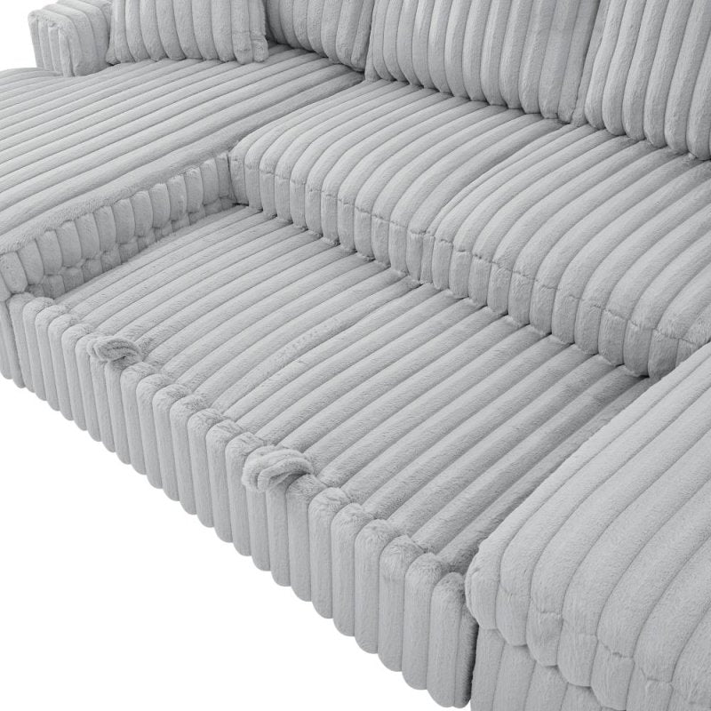 U Shaped convertible Sectional Sofa corduroy fabric couch with pull out bed - BBTJOINT