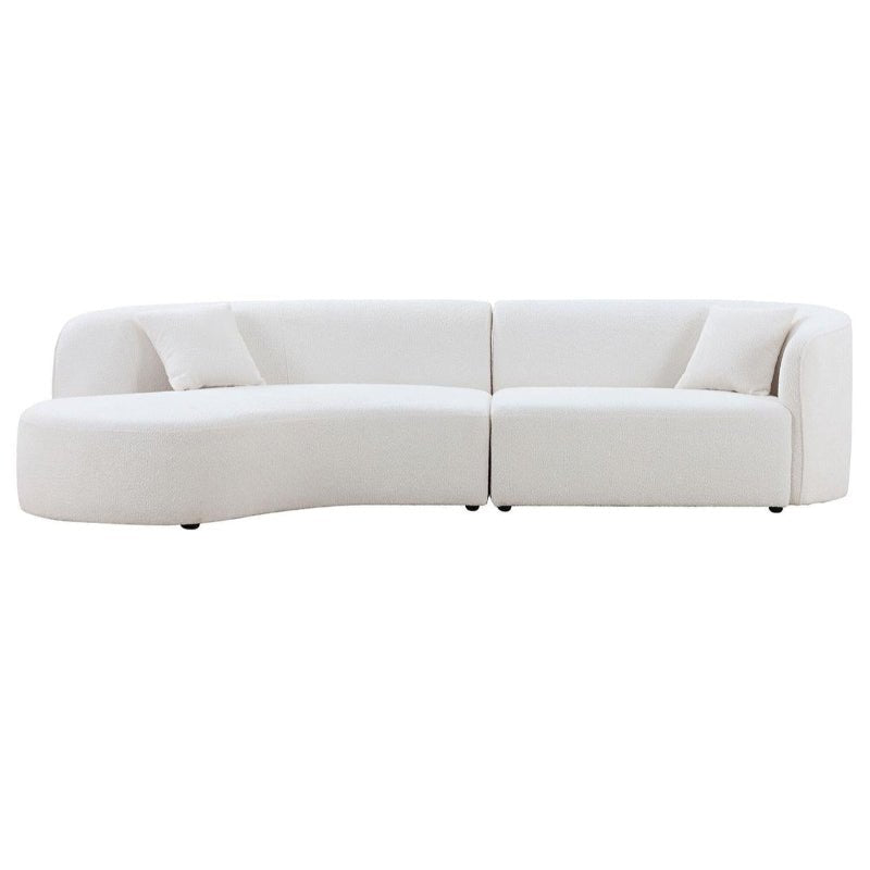 Upholstery Boucle Sectional Curved Sofa chaise Couch white - BBTJOINT