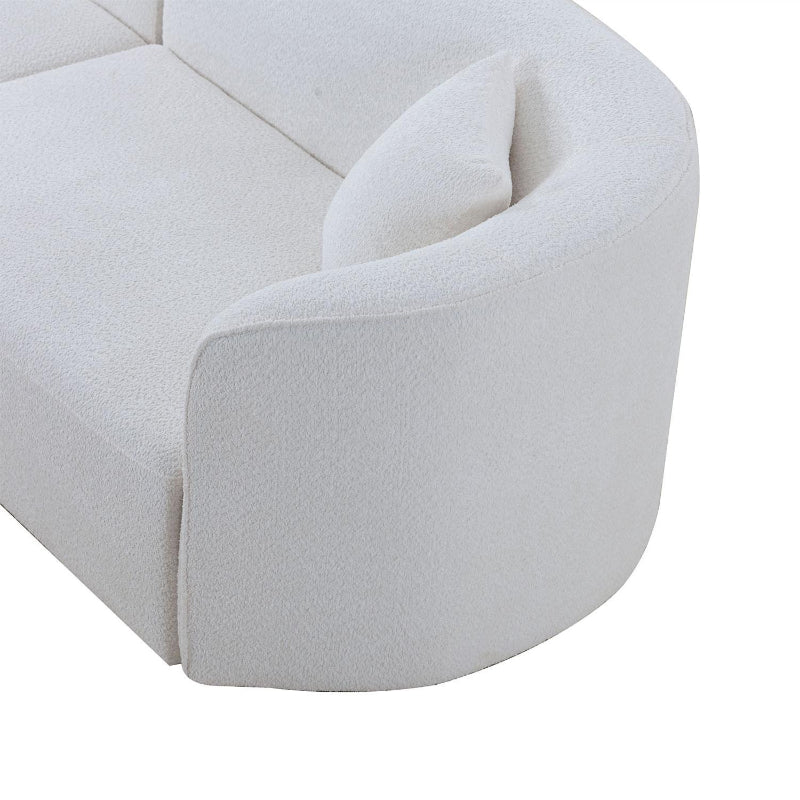 Upholstery Boucle Sectional Curved Sofa chaise Couch white - BBTJOINT